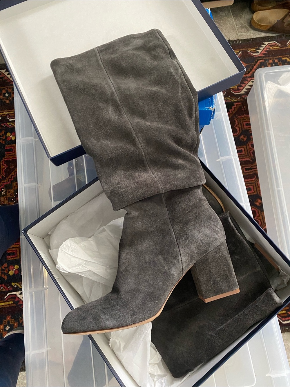 Splendid Gray Suede Over-the-Knee Block Heel Boots